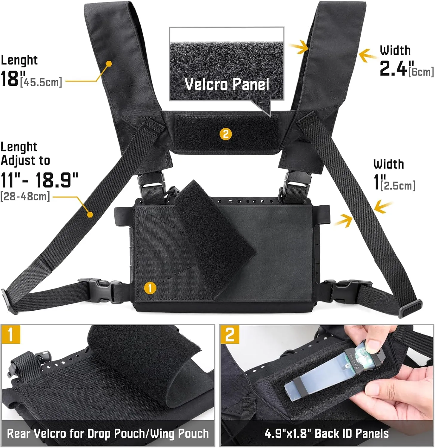 WYNEX Tactical Pouches Chest Pack Modular with Triple Magazine Insert, Molle Chest Rig Carrier