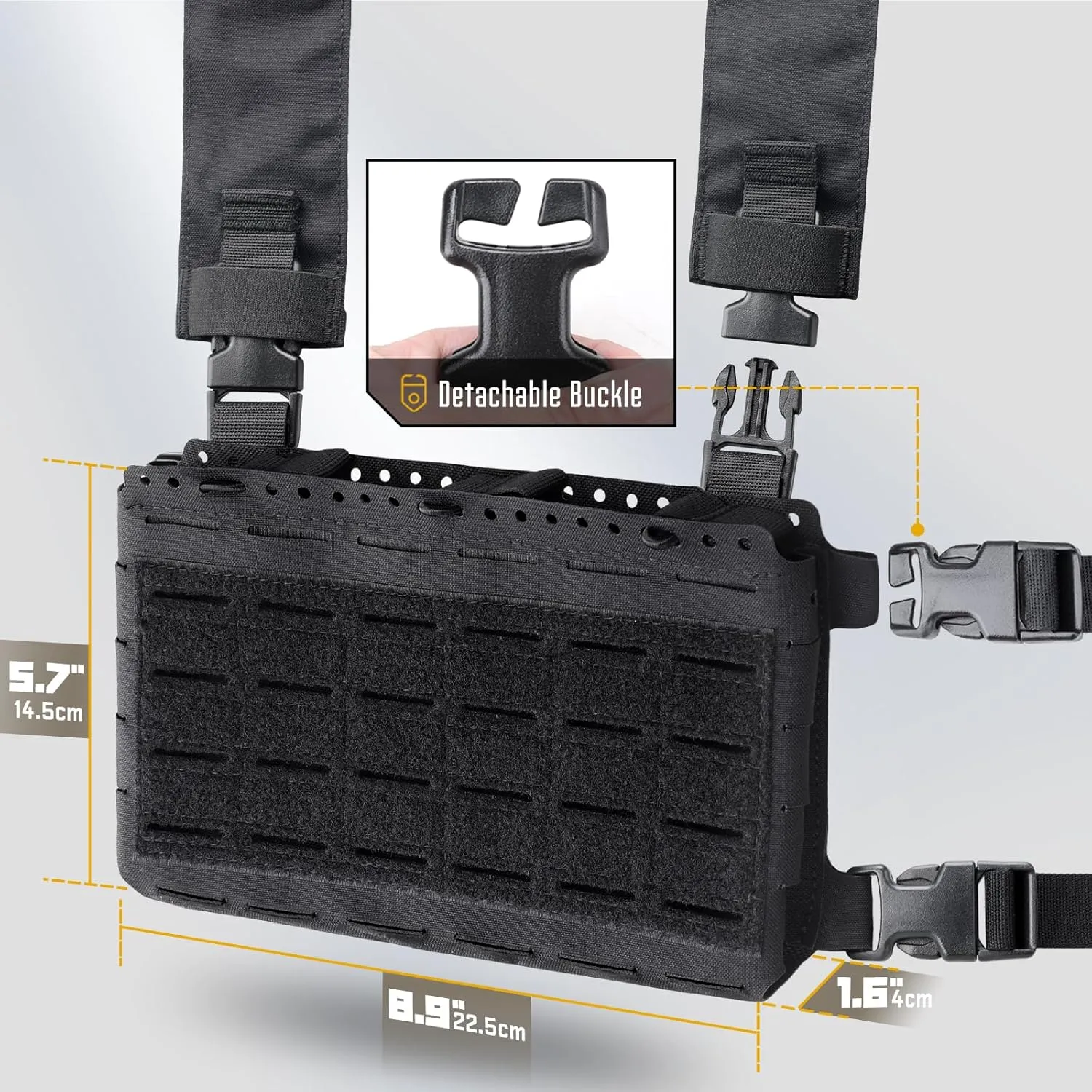 WYNEX Tactical Pouches Chest Pack Modular with Triple Magazine Insert, Molle Chest Rig Carrier