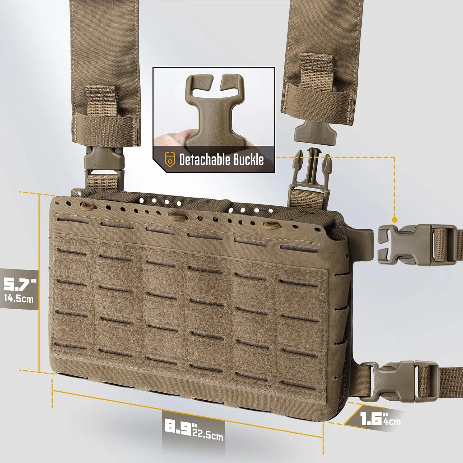 WYNEX Tactical Pouches Chest Pack Modular with Triple Magazine Insert, Molle Chest Rig Carrier
