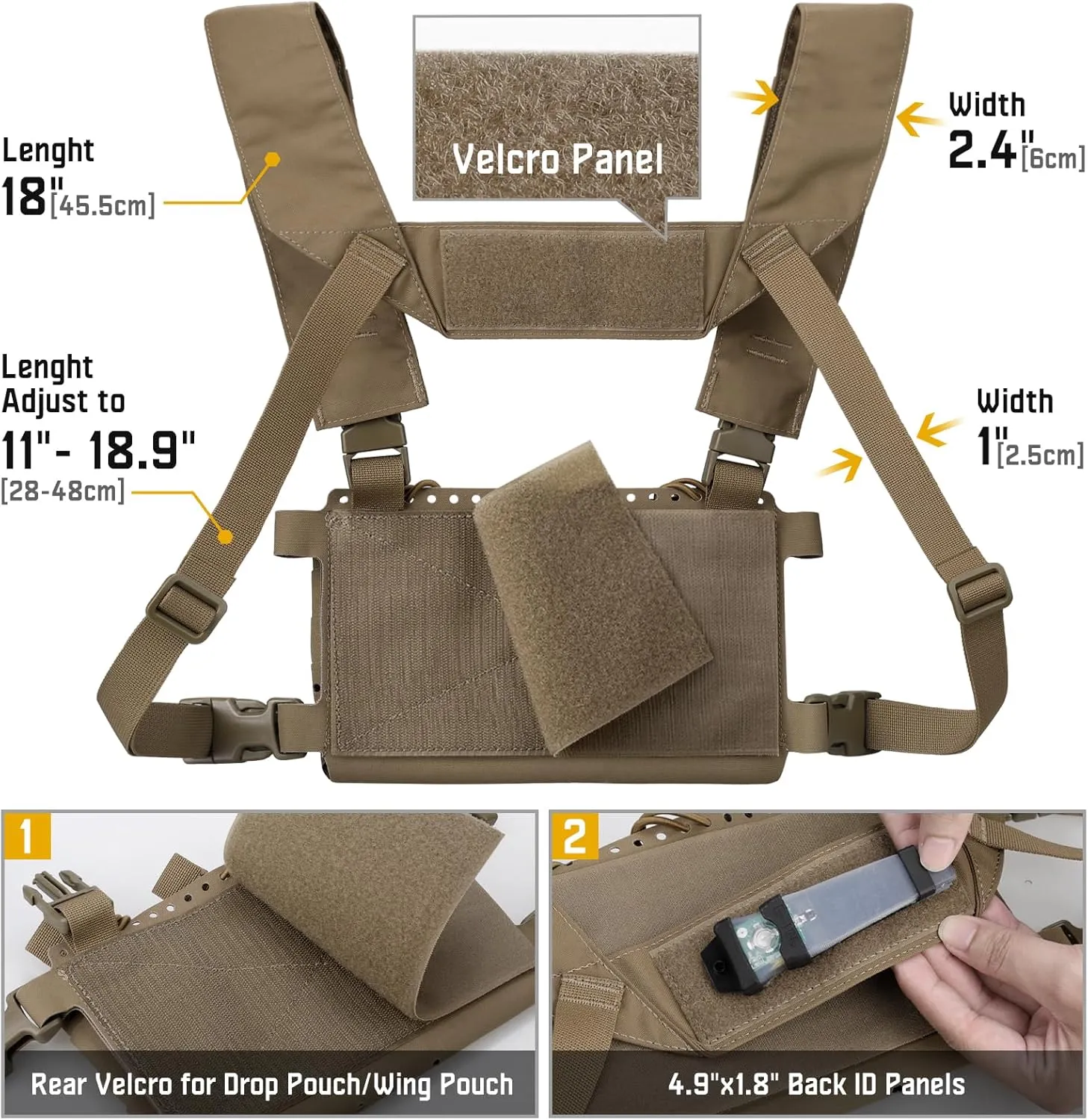 WYNEX Tactical Pouches Chest Pack Modular with Triple Magazine Insert, Molle Chest Rig Carrier