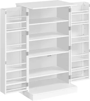 Yaheetech Storage Cabinet, Pantry Cabinet Cupboard with Door and Adjustable Shelves, Freestanding Utility Storage Cabinet for Dinning Room/Living Room, White