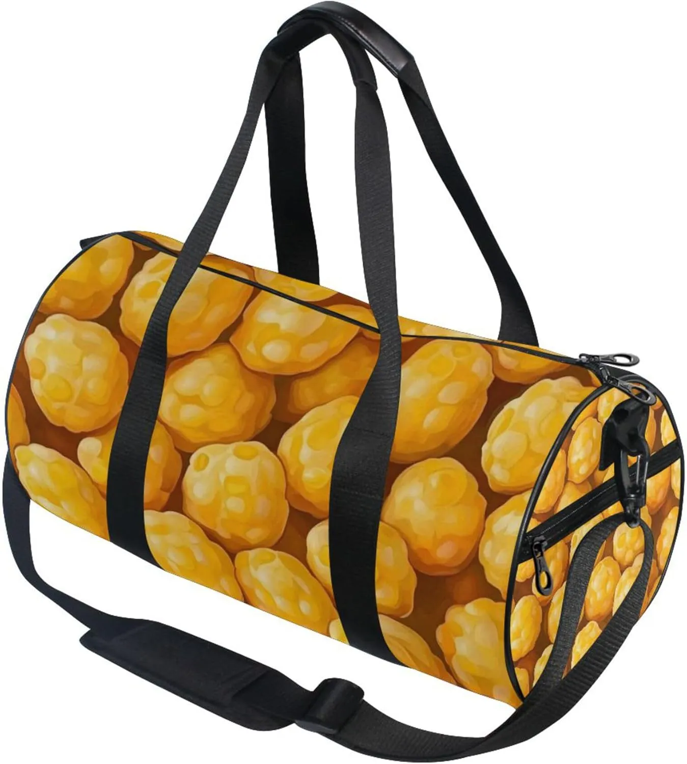 Yellow Cheese Corn Ball Gym Duffle Bag Women Men Sports Fitness Bag for Travel Workout Gymnastics Dance Ballet