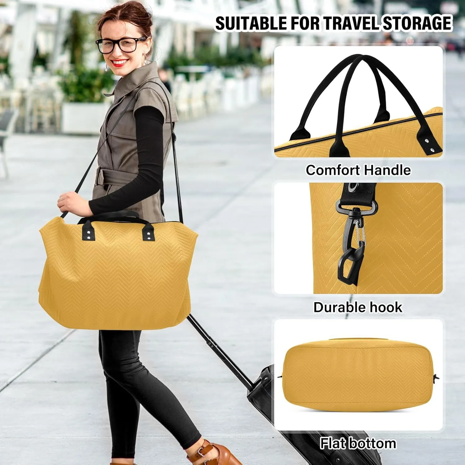 Yellow Orange Travel Duffle Bag Duffel Bags Weekender Bag Tote Gym Bag Overnight Duffle Bag Carry On Luggage Bags with Toiletry Bag for Men Women Airplanes Trip Sports Yoga Adults