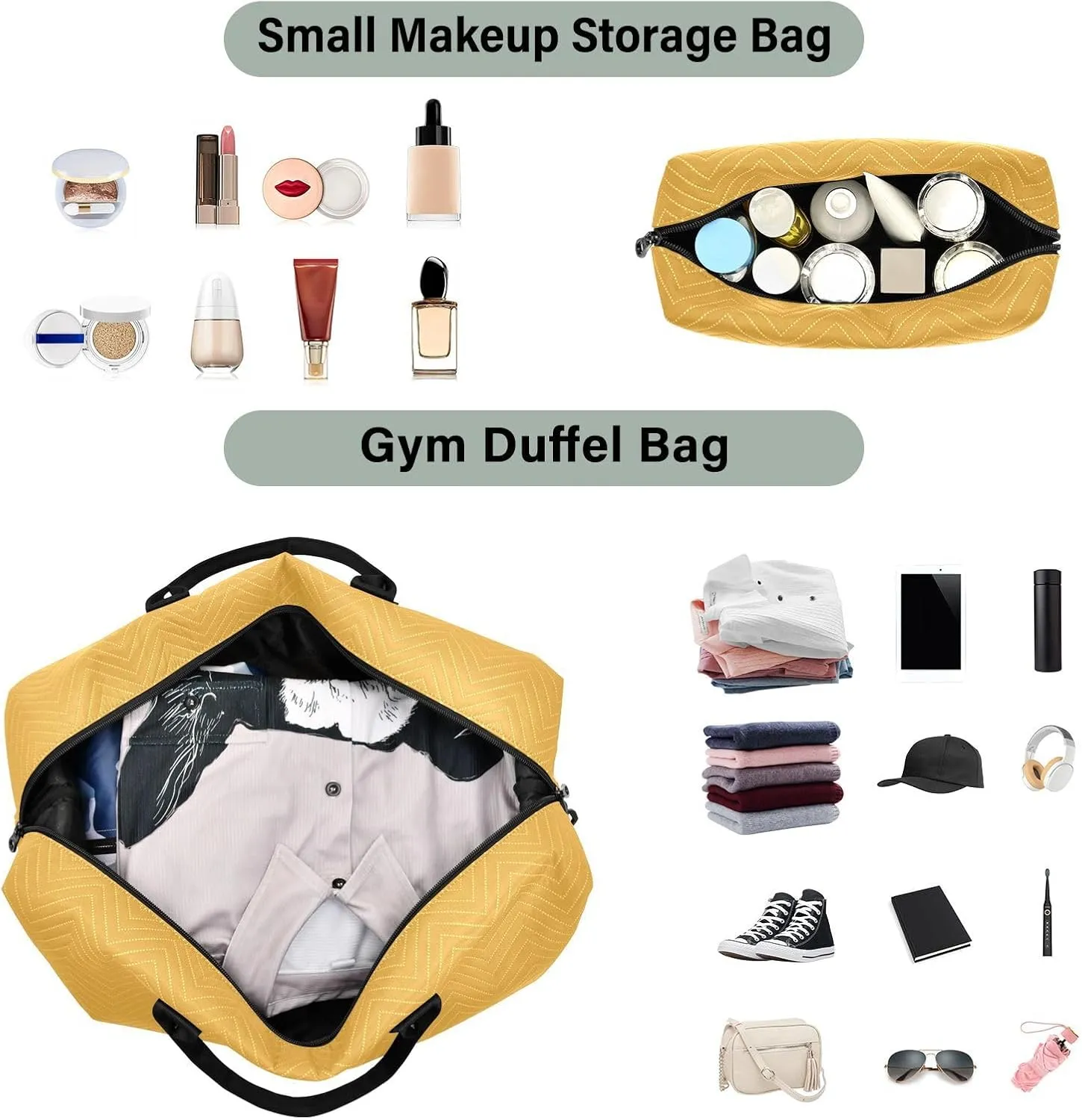 Yellow Orange Travel Duffle Bag Duffel Bags Weekender Bag Tote Gym Bag Overnight Duffle Bag Carry On Luggage Bags with Toiletry Bag for Men Women Airplanes Trip Sports Yoga Adults