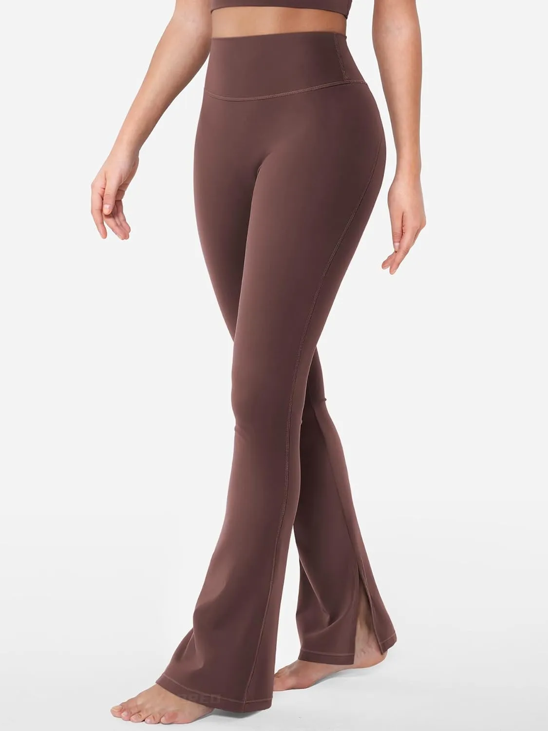 YEOREO Flare Split Hem Leggings for Women Tummy Control Workout Leggings Nasreen Hidden Scrunch Bootcut Gym Yoga Pants
