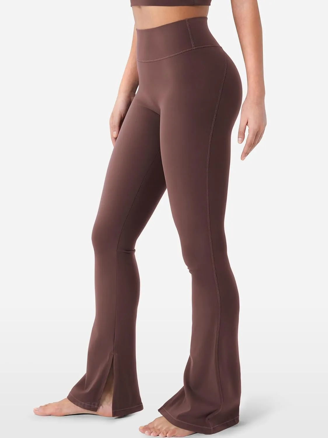 YEOREO Flare Split Hem Leggings for Women Tummy Control Workout Leggings Nasreen Hidden Scrunch Bootcut Gym Yoga Pants
