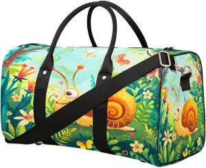 Yzrwebo Cute Snail Travel Duffle Bag for Men Women Cartoon Snail Overnight Weekender Bag Foldable Travel Duffel Bag Large Sports Gym Bag Waterproof Luggage Tote Bag Tear Resistant