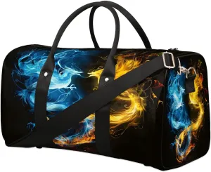 Yzrwebo Phoenix Travel Duffle Bag for Men Women Yellow Blue Phoenix Overnight Weekender Bag Foldable Travel Duffel Bag Large Sports Gym Bag Waterproof Luggage Tote Bag Tear Resistant