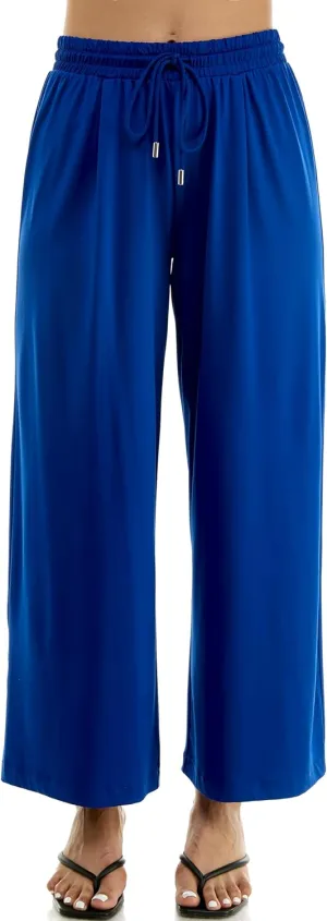 Zac & Rachel Women's Wide Leg Pull on Dty Knit Pant with Elastic Waist and Self Adjustable Tie Belt
