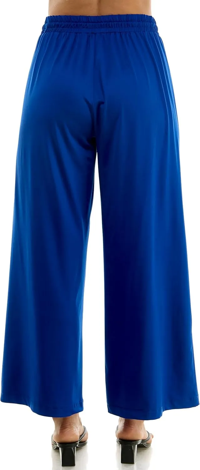 Zac & Rachel Women's Wide Leg Pull on Dty Knit Pant with Elastic Waist and Self Adjustable Tie Belt