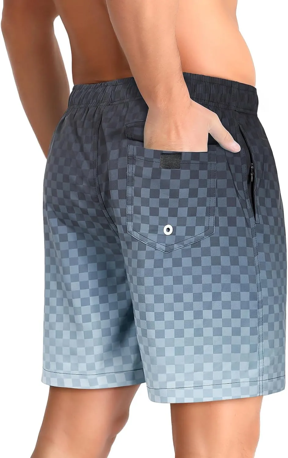 zeetoo Mens Swim Trunks with Compression Liner 5" Inseam Quick Dry Beach Shorts with Zipper Pockets