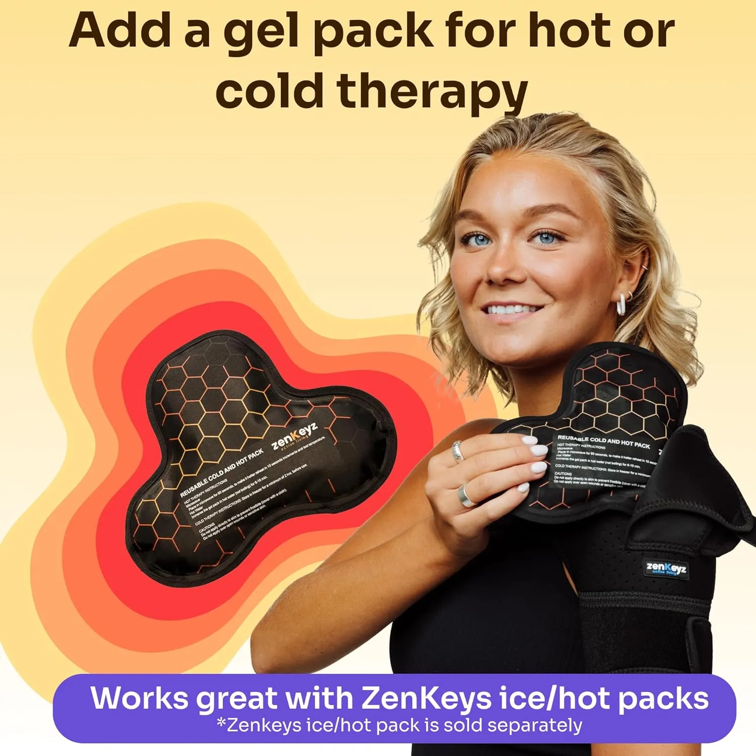 ZENKEYZ Shoulder Brace for Women & Men, Torn Rotator Cuff Shoulder Support, Copper Compression Sleeve - Dislocation, Injury Pain Relief Arm Sleeves for Men & Women, Left & Right (Black, L/XL)