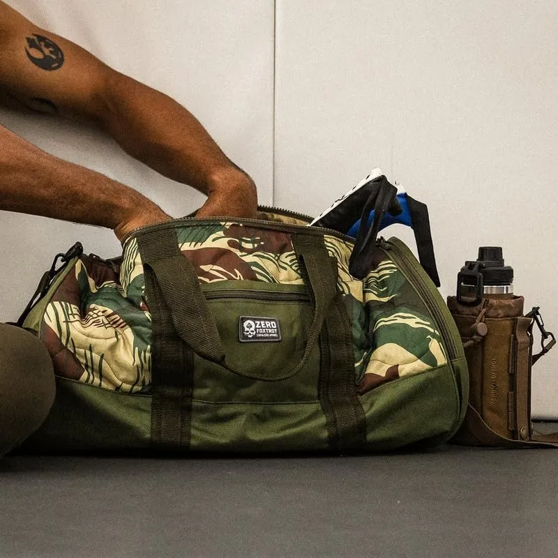 Zero Foxtrot Woobie Duffle Bag, large gym, travel, camping, overnight bag for men and women, military, tactical duffle with shoe compartment – 60L - Frogskin Jungle Camoflouge
