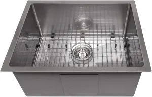 ZLINE 23 in. Meribel Undermount Single Bowl Satin Stainless Steel Kitchen Sink with Bottom Grid (SRS-23S)