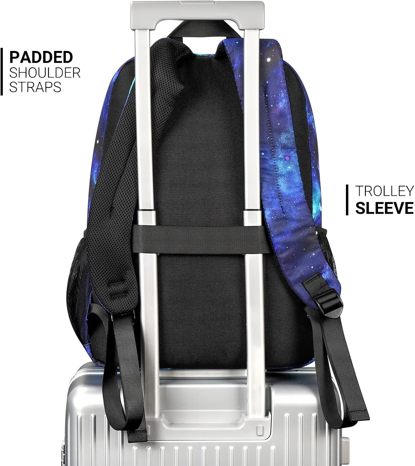 ZORFIN 26L Backpack for School, College, and Travel: Water Resistant Bookbag with 8 Compartments - Cyberspace Galaxy