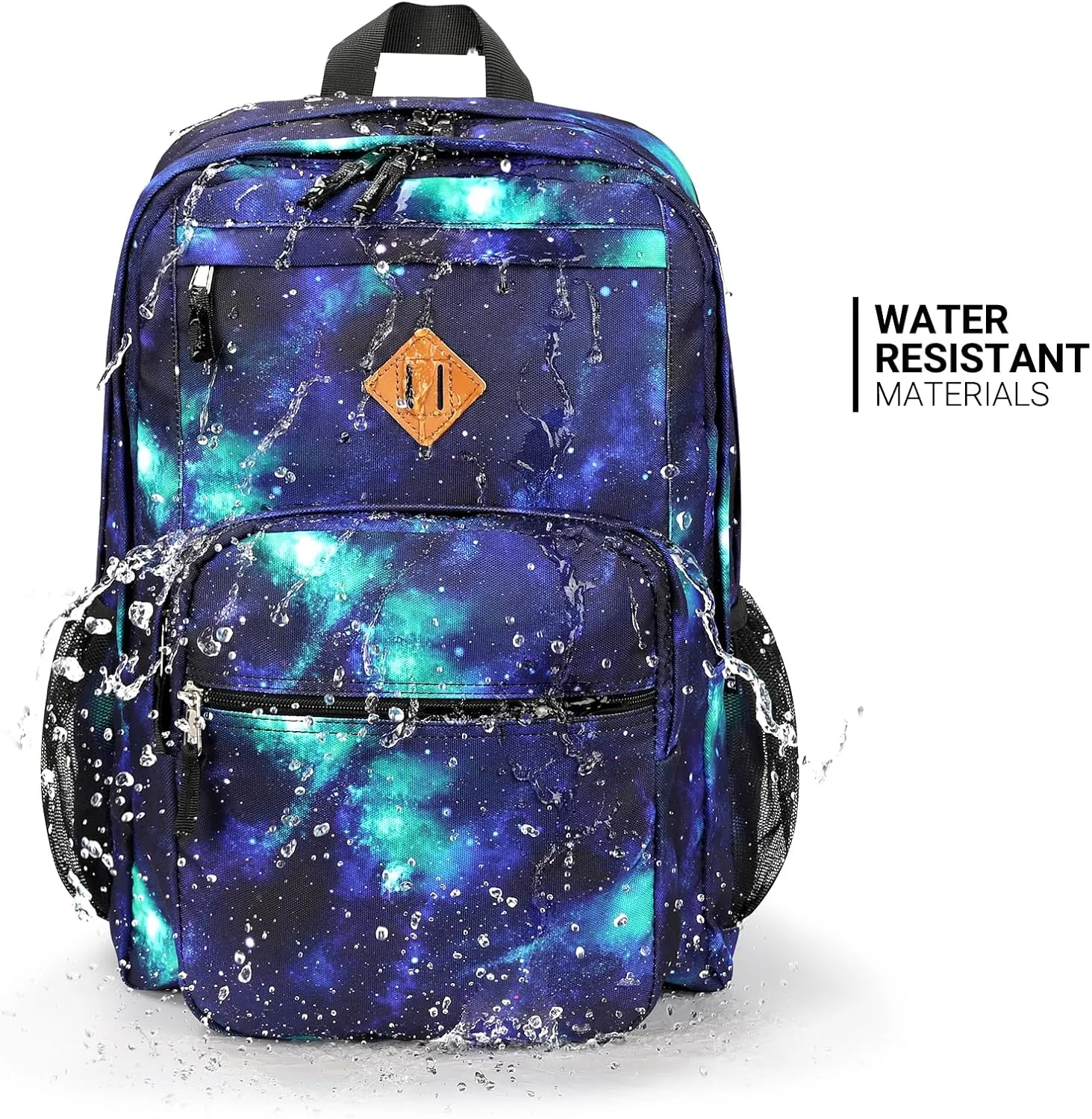 ZORFIN 26L Backpack for School, College, and Travel: Water Resistant Bookbag with 8 Compartments - Cyberspace Galaxy