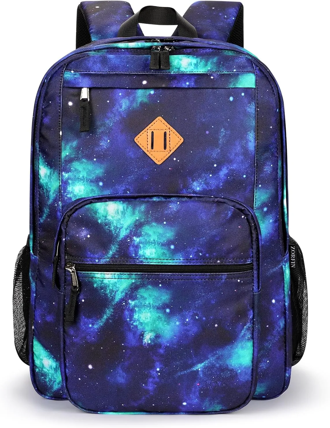 ZORFIN 26L Backpack for School, College, and Travel: Water Resistant Bookbag with 8 Compartments - Cyberspace Galaxy
