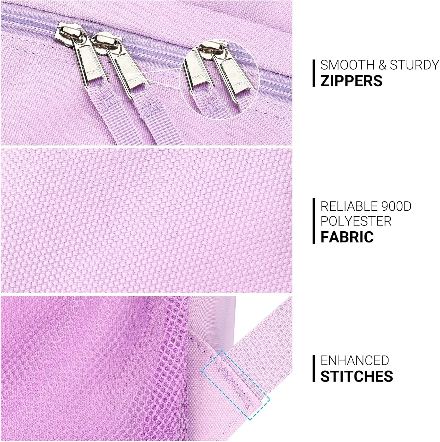 ZORFIN 26L Backpack for School, College, and Travel: Water Resistant Bookbag with 8 Compartments - Light Purple