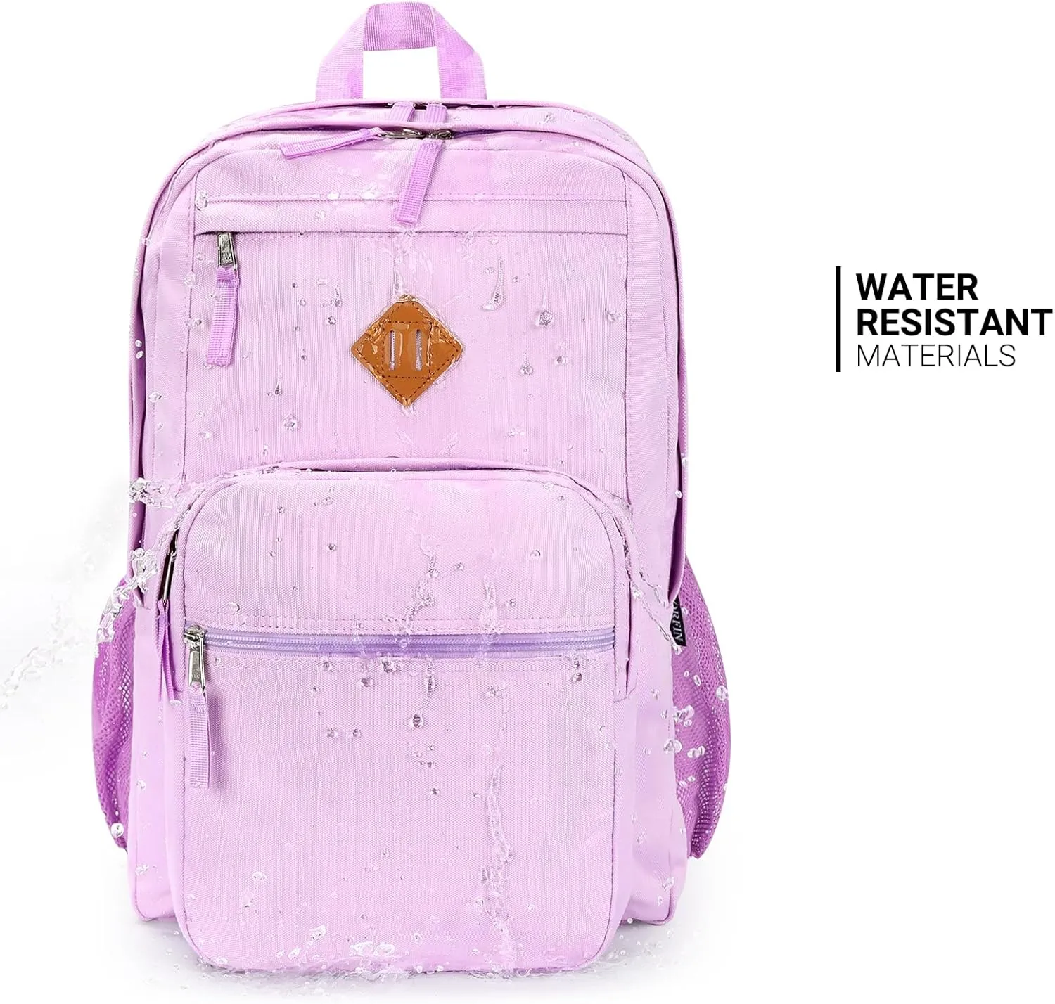 ZORFIN 26L Backpack for School, College, and Travel: Water Resistant Bookbag with 8 Compartments - Light Purple