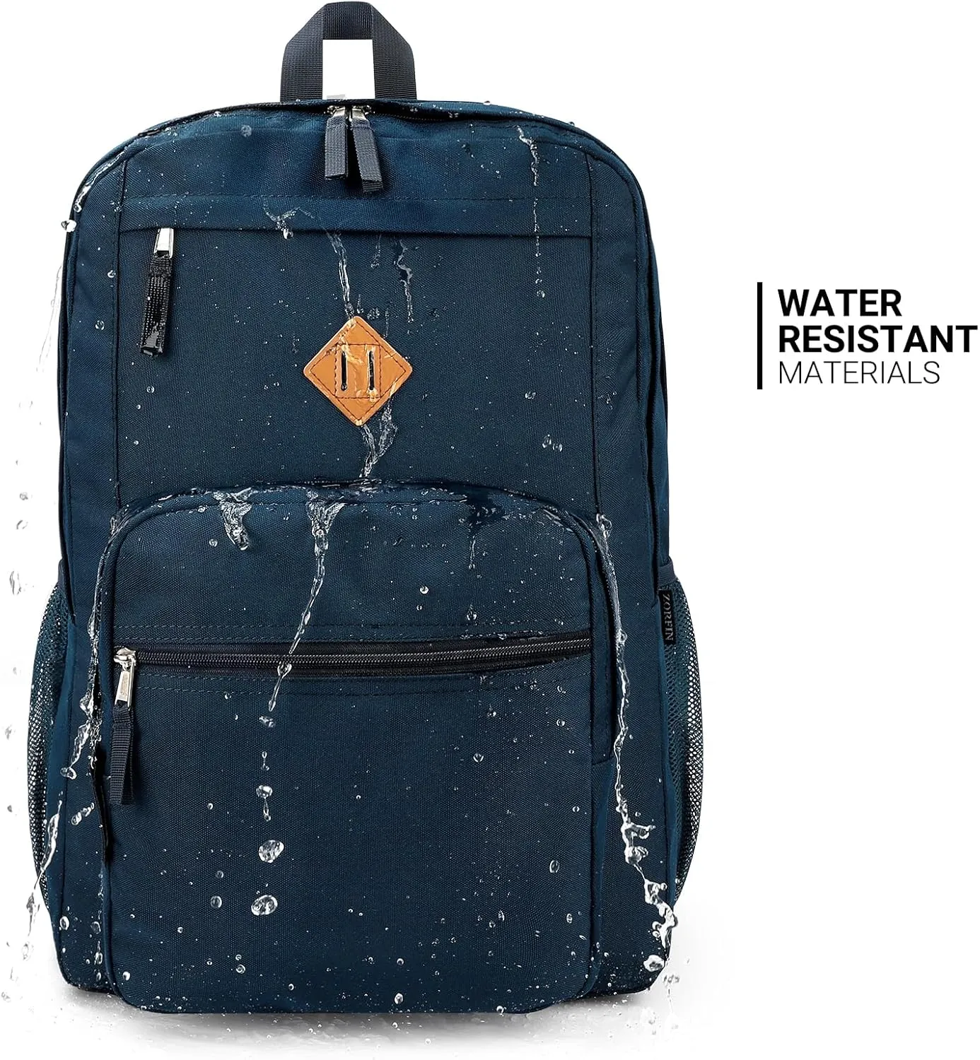 ZORFIN 36L Backpack for School, College, and Travel: Water Resistant Bookbag with 8 Compartments - Steel blue