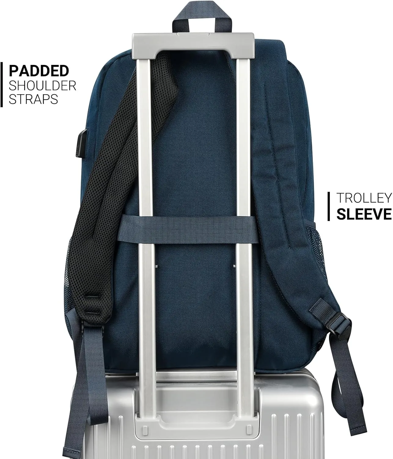 ZORFIN 36L Backpack for School, College, and Travel: Water Resistant Bookbag with 8 Compartments - Steel blue
